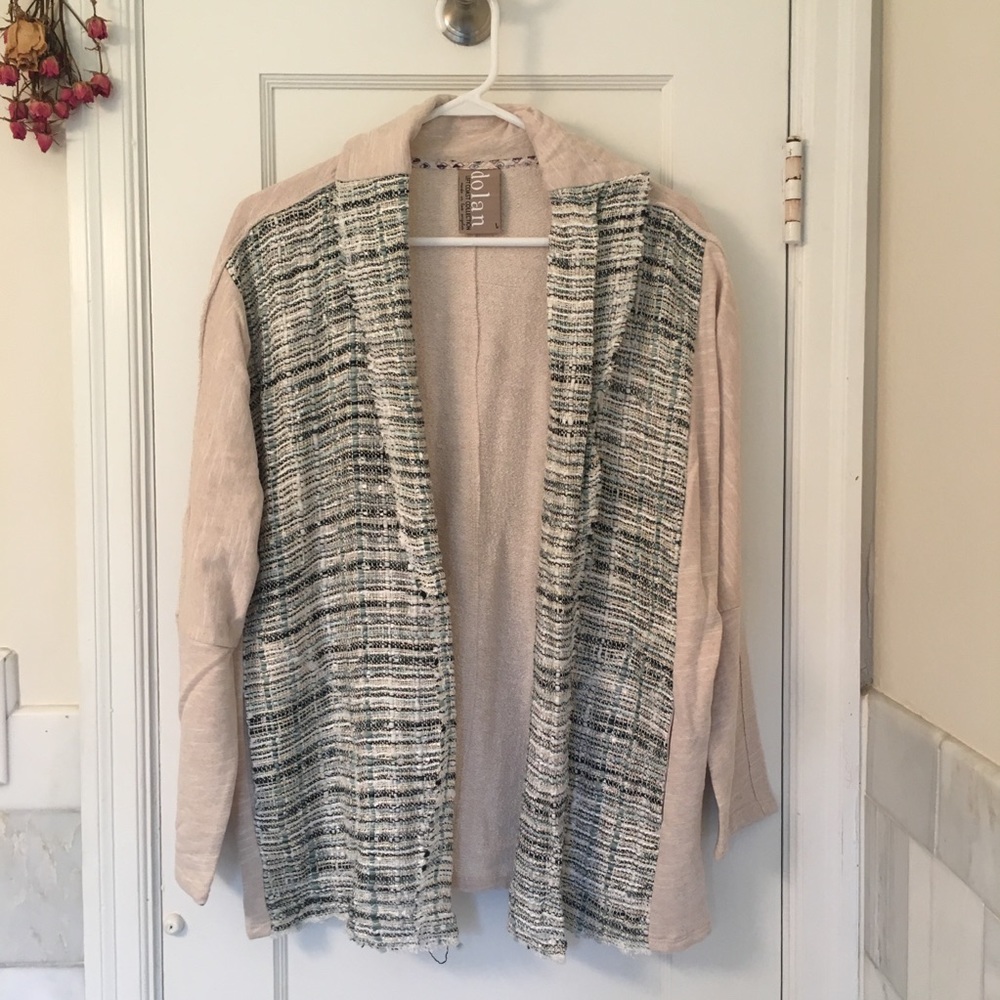Anthro tweed and terry cardi NWOT